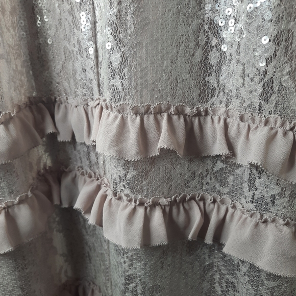 NBD Ruffle Maxi Dress Revolve Dusty Lilac Sequin Gown Party Event Coquette Small - Picture 11 of 13